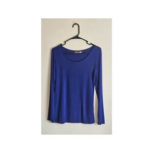 Malisun Rayon/Spandex Long Sleeve Scoop Neck Top, Royal Blue, Sz L